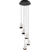 Highlight Hanglamp Clear Egg Zwart 5 Lichts