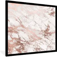 PosterMonkey Fotolijst incl. Poster - Marmer - Patronen - Roze - Wit - 40x40 cm - Posterlijst
