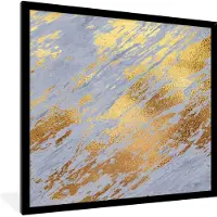 PosterMonkey Fotolijst incl. Poster - Marmer - Goud - Patronen - 40x40 cm - Posterlijst