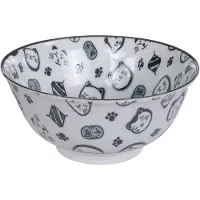 Tokyo Design Studio Kawaii Bowls - Lucky Cat Kom - wit/zwart - 14.8 x 7cm - 500ml
