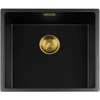Lorreine Black Quartz Series spoelbak 4540cm Plug Gold 45BQ-FU-Gold