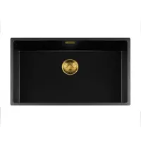 Lorreine Black Quartz Series spoelbak 7440cm Plug Gold 74BQ-FU-Gold