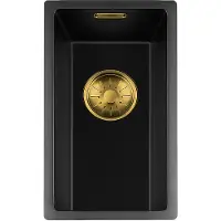 Togo Black Quartz Series spoelbak 17x40cm Plug Gold 17BQ-FU-Gold