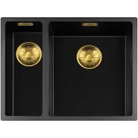 Lorreine Black Quartz Series spoelbak 15+3440cm Plug Gold 1534BQ-FU-Gold