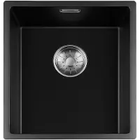 Togo Black Quartz Series spoelbak 3440cm Plug Inox 34BQ-FU-Inox