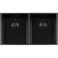 Lorreine Black Quartz Series spoelbak 34+3440cm mm Plug Zwart 3434BQ-FU
