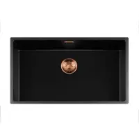 Lorreine Black Quartz Series spoelbak 7440cm Plug Copper 74BQ-FU-Copper