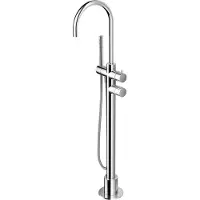 Hotbath Buddy B017 Vrijstaande Badkraan Thermostatisch Geborsteld Nikkel - Messing - Kranen, Badkranen, Vrijstaande Badkranen - 8718924070574