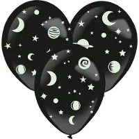 Amscan Ballonnen Glow-in-the-dark 35,5 Cm Latex Zwart 3 Stuks