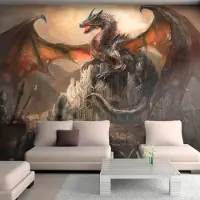 Karo-art 441cm X 315cm - Zelfklevend fotobehang - Kasteel van de Draak, Premium print