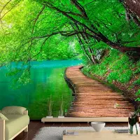 Karo-art 294cm X 210cm - Zelfklevend fotobehang - Groene vrede, bos, 8 maten, premium print