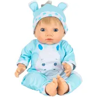 Tiny Treasures Pop m. Blond haar - nijlpaardoutfit - - OneSize - Poppen