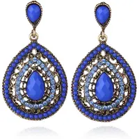 LGT JWLS Druppelvormige Bohemian dames oorbellen Blauw