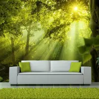 Karo-art 343cm X 245cm - Zelfklevend fotobehang - Geheimzinnig bos , Premium Print
