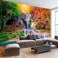 Karo-art 343cm X 245cm - Zelfklevend fotobehang - Tat Kuang Si watervallen , Premium Print