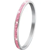 Lucardi Meisjes Bangle - Ovaal - Lichtroze Kristal - Zilverkleurig