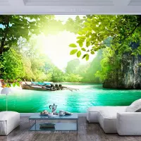 Karo-art 98cm X 70cm - Zelfklevend fotobehang - Hemels meer , Premium Print