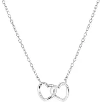 Lucardi Zilveren ketting&hanger 2harten