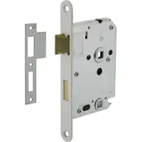 Intersteel badkamer/toiletslot 63/8mm met witte voorplaat 20x175 mm