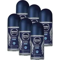 Nivea MEN Cool Kick Anti-Transpirant Deo Roller - Deodorant - 72u Zweet- en Geurbescherming - Voordeelverpakking - 6 x 50 ml