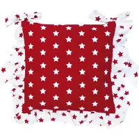 Clayre & Eef stoelkussen hoes 40x40 - wit, rood - katoen, 100% katoen