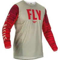 FLY Racing Kinetic Wave Lichtgrijs Rood Jersey Maat M