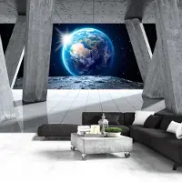 Karo-art 392cm X 280cm - Zelfklevend fotobehang - Uitzicht van de maan , Premium Print