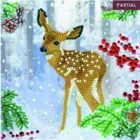 Crystal Art Diamond Painting Kerstkaart Festive Fawn