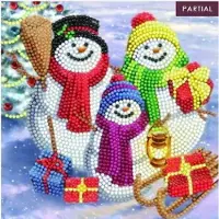 Crystal Art Crystal Card Kit | Diamond painting Snowman Family Fun