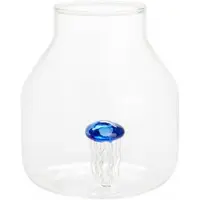 Balvi vaas met kwal 15 x 13 cm glas transparant/blauw