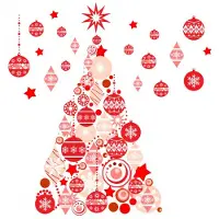 Walplus decoratiesticker kerstboom 143 cm PVC rood/wit 2 delig