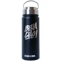 Grupo Erik drinkfles Bella Ciao! 550 ml 7,5 x 21 cm RVS zwart