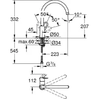 GROHE Bau Loop 1-gats keukenkraan met hoge draaibare uitloop chroom