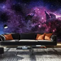 Karo-art 392cm X 280cm - Zelfklevend fotobehang - Paarse Nevel, 8 maten, premium print