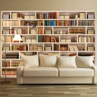 Karo-art 196cm X 140cm - Zelfklevend fotobehang - Boekenkast, 8 maten, premium print