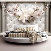 Karo-art 294cm X 210cm - Zelfklevend fotobehang - Koninklijke elegantie, Lelies en orchideeën , 8 maten, premium print