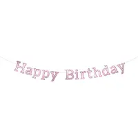 Folat Slinger 'Happy Birthday' Zilver Roze - 3 meter