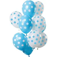 Folat Ballonnen Set 'Stippen Blauw/Wit' - 12 stuks
