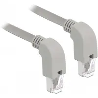 DeLOCK Patchkabel RJ45 Cat.6a S/FTP (grijs, 50 cm, haakse connector, 2x naar beneden)