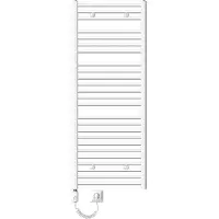 LuxeBath ECD Germany Badkamerradiator elektrisch met verwarmingselement 900W - 600 x 1500 mm - wit - gebogen met zijaansluiting - handdoekverwarmerradiator handdoekendroger