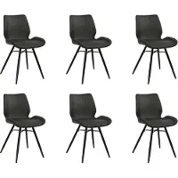 Bronx71 Industriële eetkamerstoel Barrel zwart eco leer - Eetkamerstoelen set van 6 - stoel