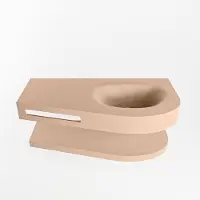 Mondiaz Riva 100cm wastafel met planchet Rosee en wastafel rechts 0 kraangaten Rosee