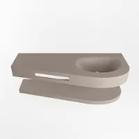 Mondiaz RIVA 120cm Wastafel met planchet kleur Smoke. Wastafel DULCET rechts 0 kraangaten kleur Smoke.