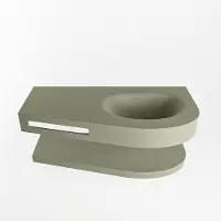 Mondiaz Riva 100cm wastafel met planchet Army en wastafel rechts 1 kraangaten Army