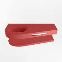 Mondiaz RIVA 120cm Wastafel met planchet kleur Fire. Wastafel DULCET links 0 kraangaten kleur Fire.
