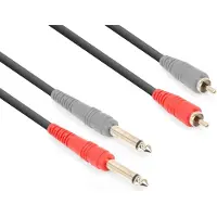VONYX audiokabel 2x RCA - 2x 6,3mm jack voor o.a. live mixer en versterker verbindingen - 3 meter