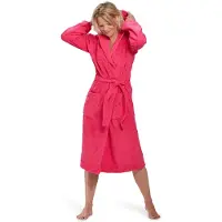 Badrock Dames badjas fuchsia roze - badstof katoen - capuchon - maat S/M