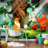Karo-art 294cm X 210cm - Zelfklevend fotobehang - Dieren in een bos , Premium Print