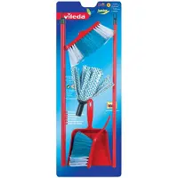 Toys Vileda 4-delige speelgoedschoonmaakset - vloerwisser, bezem, stoffer en blik - hoogwaardig kunststof - rood blauw