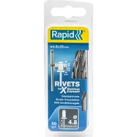 Rapid Blindklinknagels RVS | Ø4,8 x 25 mm | Incl. Boor | 50 Stuks - 5000398